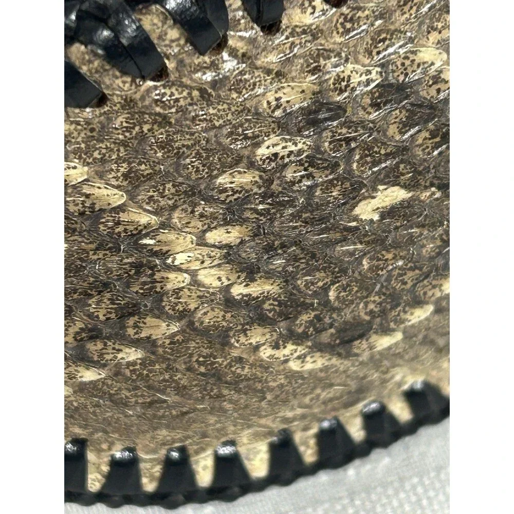 GENUINE Rattle Snake Buckle with Black Leather Belt Size 36 Mens Western boot